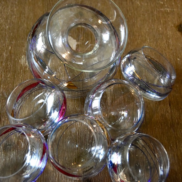 Tilted decanter and 6 glasses - Picture 3 of 7